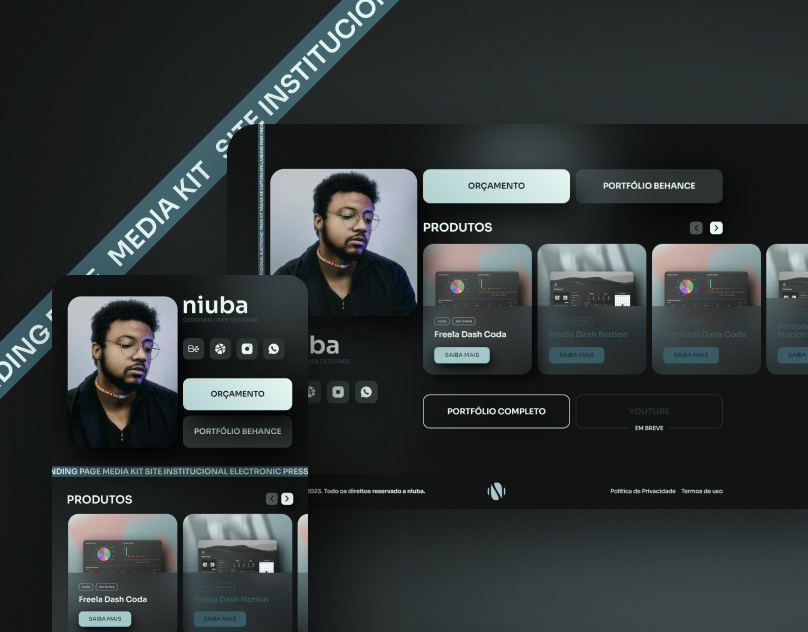 Página de Links niuba bio llink elementor institucional lançamento portfólio web profissionais liberais profissional liberal web site website