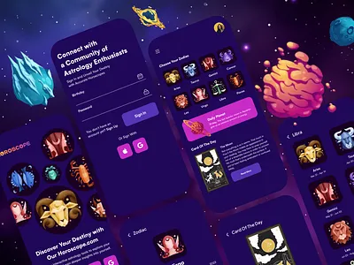 Horoscope Mobile App android app app design app mobile app mobile design design hororcope design horoscope app ios app mobile app ui tarot app tarot design ui ui app ui design ui mobile ui trend uiux ux app zodiac app zodiac design