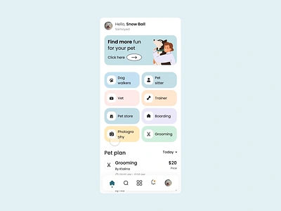 Pet Sitting App UI adoption animal animation design filtre illustration lover main page pet pet sitting ui ux