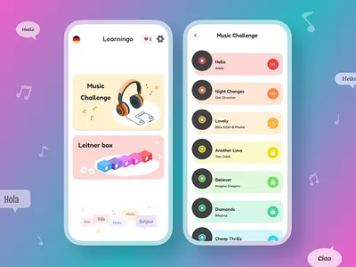 UI Design - Learningo - Learning language app application design english learn language mobile mobile application music study ui ux