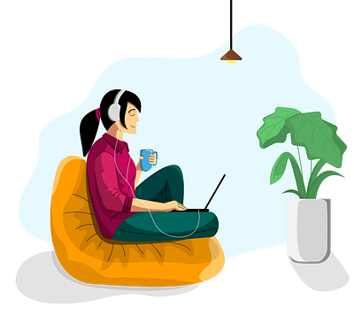 Girl Sitting, Drinking Tea, Chilling graphic design illustration vector