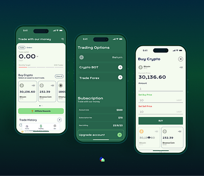 More trading options with Trade house. crypto mobile app product design uiux