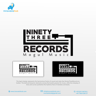 Music Logo - ninety three records 9logo branding clothinglogo customlogo design education logo graphic design logo logo mark logodesign logoidentity logomaker minimalist logo minimallogo motion graphics musiclogo ninetythreelogo symbol ui vector