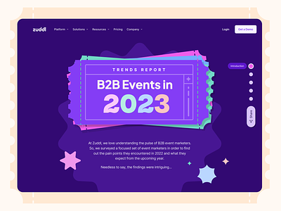 Zuddl Trends Report - B2B Events in 2023 b2b branding events illustration landing page report saas ticket ui web design