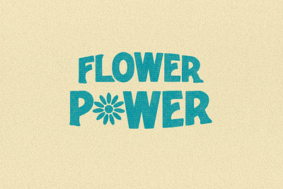 FLOWER POWER custom logo illustration print retro logo typography