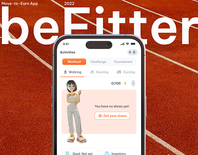 beFitter - Move-to-Earn App app design crypto app crypto app design crypto ui move to earn app pandox pandox.ui ui uiapp uidesign uiux uiux design
