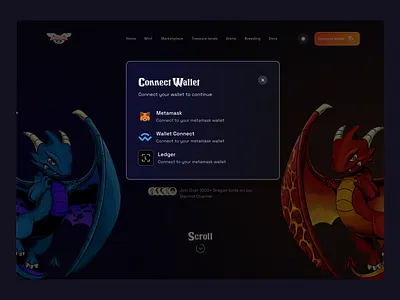 Connect wallet modal - Dragonia game blockchain design figma figmadesign
