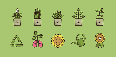 Plant icons clean iconography icons illustration plants simple svg vector