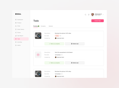 To-do list web app management tool design ui uidesign ux webapp