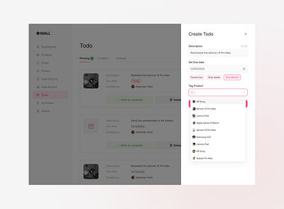 Todo List managment tool design uidesign ux webapp