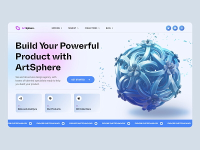 ArtSphere LandingPage adobe xd animation creative process. creativeprocess design figma graphic design illustration motion graphics ui userexperience