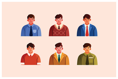 Office Man Character Avatar Set profession