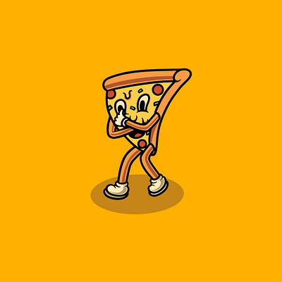 Cute Pizza Smiling Mascot Illustration graphic design kawaii logo pizza illustration ui