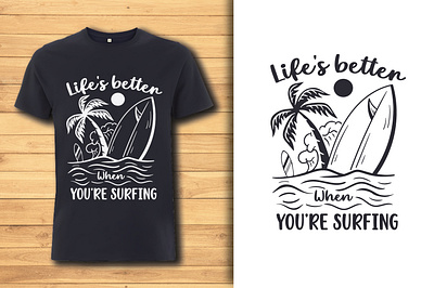 surfing t-shirt design vector illustration panorama