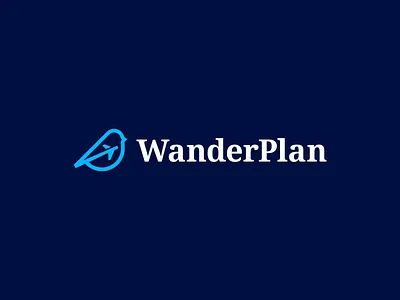 logo design for wanderplan concept 1 | MD Mahfuj bird logo branding creative logo flat for sale gradient logo gradient path icon symbol logo logo design logo process modern logo paper airplane logo print simple app logo travel agency travelling planner logo unused vector visual identity design