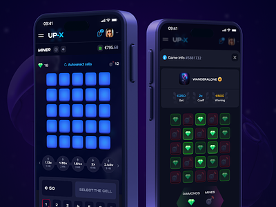 UP-X – Mines Game bet betting casino casino design crash crypto dice gambling game design game interface game ui jackpot lottery mobile nft game platform roulette slots uiux web3