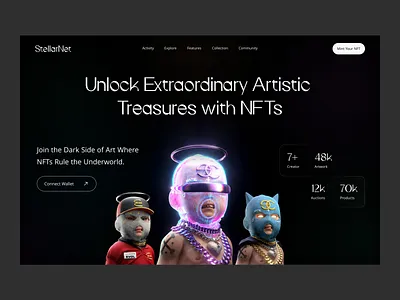 StellaNet - NFT Marketplace coinmarket crypto crypto landing page crypto website crypto website design cryptocurrency cryptocurrency website evol meta website nft nft marketplace nft ui nft web nft website nft website design web design web3 web3 platform web3 website web3 website design