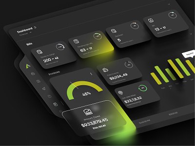 Finance Dashboard Dark theme app dashboard dashboard design dashoad design graphic design illustration interface minimal mobile app ui uiux ux web app web apps