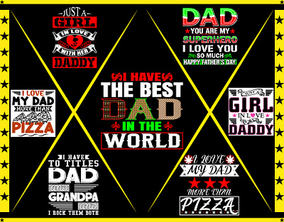 Dad T-Shirt Design branding dad daddy design father fathers day girl gorgeous graphic design love ornament papa parenting pizza son special day star t shirt typography vector
