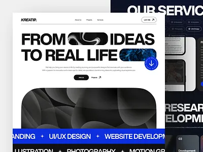 Kreatip - Portfolio Website clean creative creative agency desktop home page landing page light minimalist personal website portfolio portfolio website ui ux web web design website design