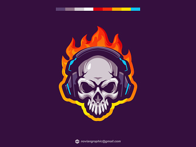 STREAMER badass design fire flame gamer gaming graphic design illustration illustrator logo mascot noviangraphic skeleton skull streamer vector