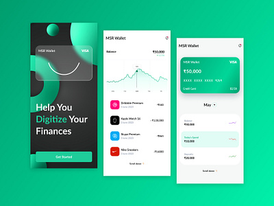 Wallet App Concept - Green theme 3d app app mobile branding concept creative creative design creativity design figmadesign illustration logo mobile app ui ux wallet wallet app