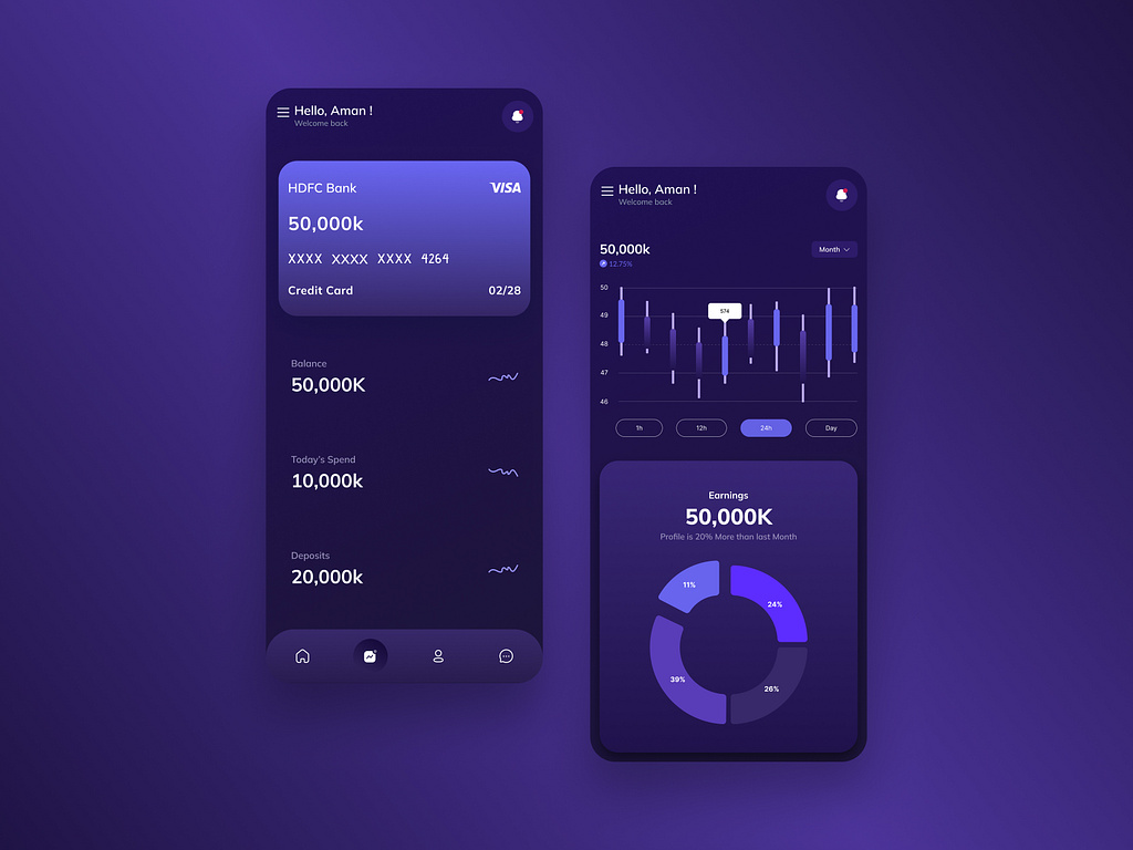 Finance Dark theme UI Design by Amanmishra on Dribbble