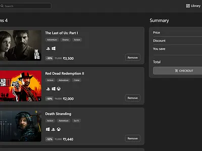 Game Store - A simple Cart UI app design ui
