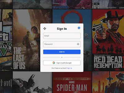 Game Store - Authentication page ui