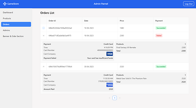 Orders list - Admin pannel app design ui ux