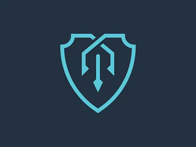 Trident Shield Logo brand and identity defense demon develop fork god investment logo logodesigner minimilist mystical myth ocean poseidon premade logos sea shield software tech trident