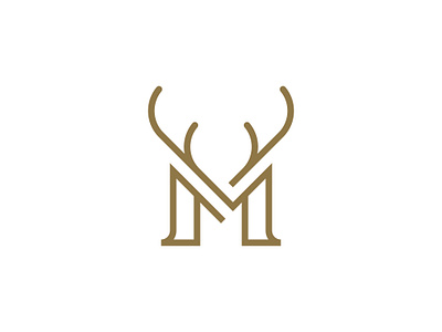 Elegant M Antler Logo animal animals antler brand and identity hunt initial letter life logo m mark minimilist monogram premade logos stag wild