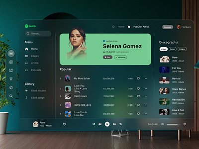 Spatial Vision Pro UI Spotify : BuiLD 2.0 Day - 15/90 apple ios spatial design spotify ui design ux design vision pro