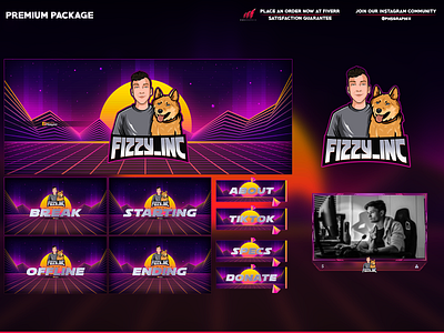cute dog and his owner full twitch package branding design graphic design illustration logo streaming twitch twitch overlay ui vector