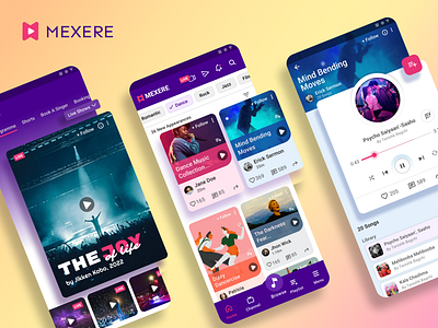 Mexere- Music app design graphic design illustration mobile app music app ui ux