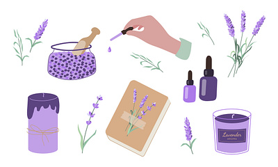 Lavender aroma set aroma aroma set cosmetic design graphic design illustration illustrator lavender lavender set vector