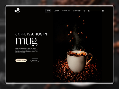 Coffee Cup Landing Page 2dd 3d coffee cup design home sign ui ux