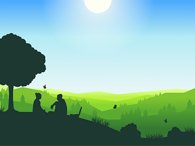 Summer Picnic Landscape illustration affinity designer camping flat landscape mountains picnic silhouette summer vector