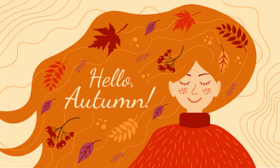Card Hello Autumn autumn autumn card banner design fall fall card graphic design hello autumn hello fall illustration illustrator poster vector