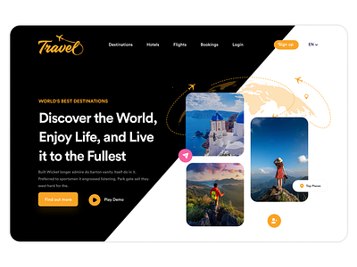 Travel Landing Page clean ui design home page home page design homepage landing landing page landingpage travel travel agency travel app travel landing page travel website trip planner trip website vacation web webdesign website website design