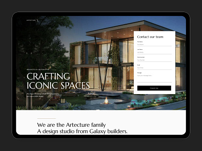 Artecture Landing Page ui