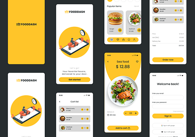 FOODDASH food delivery mobile app design | UI/UX design app design colorpallete design mobile app design mobile ui mobile ux typography ui ui design uiux ux webdesign website