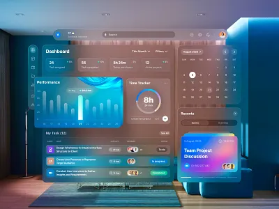 Virtual Workspace - Apple Vision Spatial UI apple apple vision dashboard product design spatial task task management ui virtual virtual reality vr web workspace