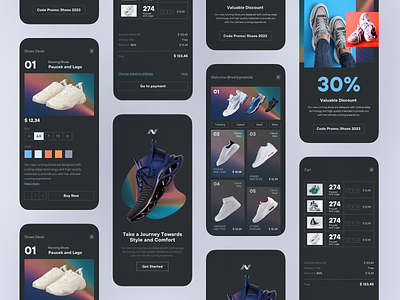 Nike® Shoes - Mobile App Concept 2d 3d brand cool lolgin niky online prototype shoes ui ux wesbites wireframe
