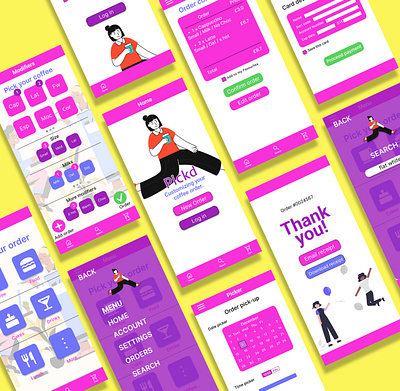 PickD App / Customising your coffee experience. illustration mobile mobile app prototyping ui ux