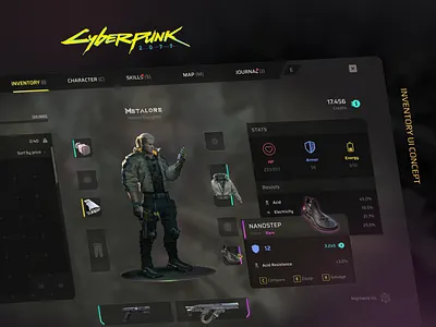 CP 2077 Inventory UI / Concept cp 2077 cyberpunk design game ui gaming ui web interface