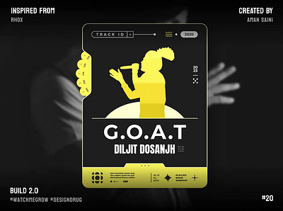 Song Card | G.O.A.T | Day 20 | Build 2.0 90 day ui challange design ui ux