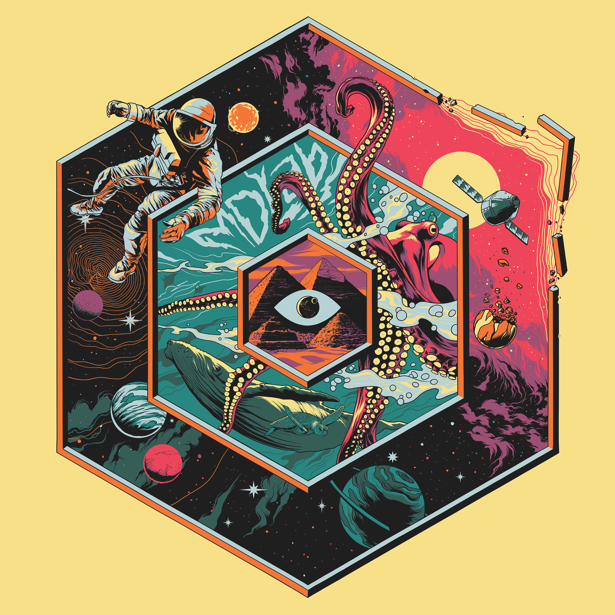 Portals 1 astronaut illustration multi dimension octopus space