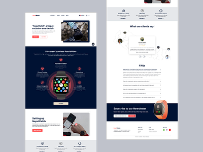 Smartwatch Landing Page branding design features figma design hero section landing page logo mockup nepal nepali design smartwatch ui ux watch website