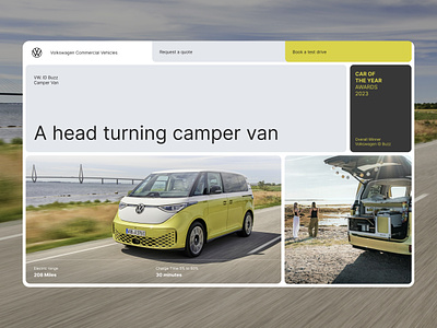 VW ID Buzz Camper Van: Explorations auto automotive bright cards fun grid minimal salad green ui web web design website